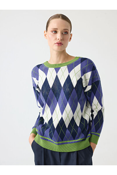 Unique Baklava Desenli Triko 261025-26k Lacivert