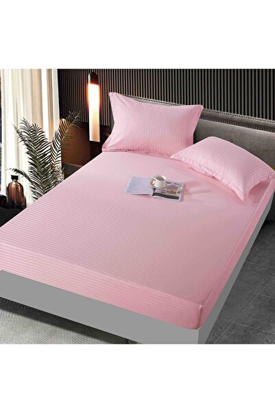 JOJO HOME Bed cover 160x200cm + 2 pillowcases, cotton damask, Powder Pink