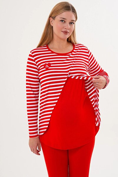 Mecit Pijama Stretch Fabric Sports Maternity Long Sleeve Pajama Set 90% Cotton 10% Lycra