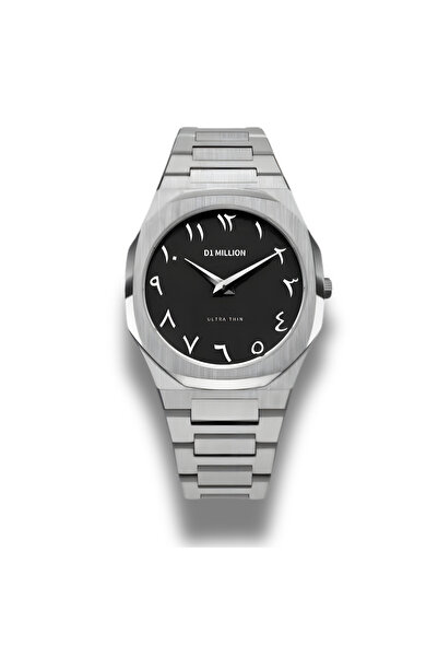 d1million D1 Million Men's Watch - Luxury Silver Metallic Design with Black Arabic Numeral Dial