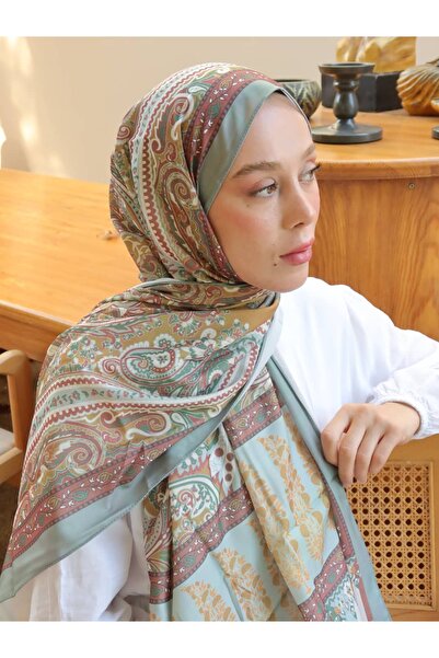 Modakaşmir Μεταξωτό σάλι Ζαφίρα με σχέδιο Μενάντα