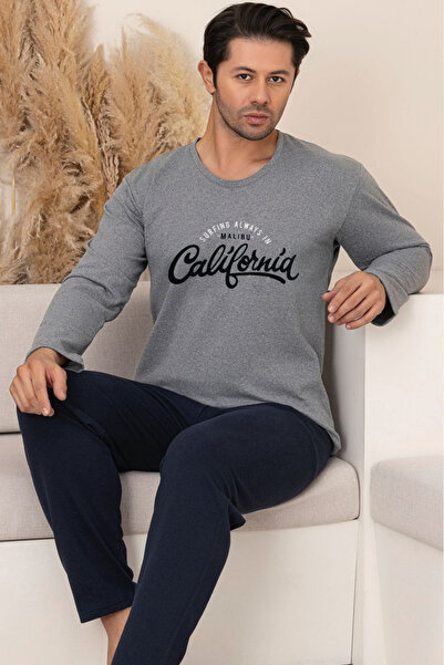 Farya Home Cotton Thick Winter 2 Thread Fleece-Lined Knitted Men's Pajama Set