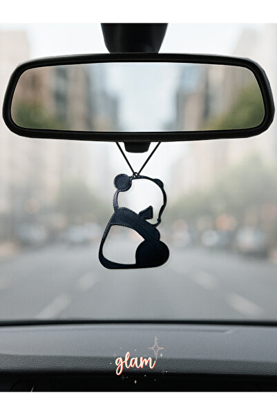 GLAM DEKORASYON Araba Dikiz Aynası Süsü Baby Panda Minimal Araç İçi Dekor PLA...