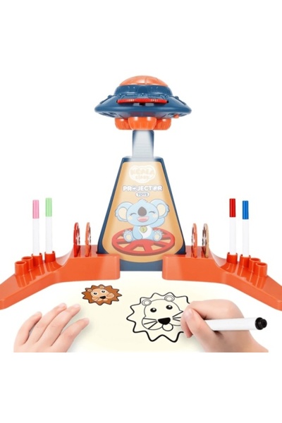 CREATIVE Proiector de desen pentru copii de la 3 ani +, cu 6 diapozitive și 6 markere incluse, albastru-portocaliu