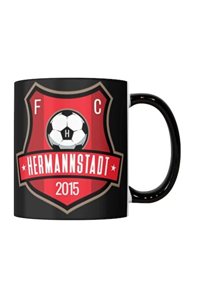 T&M Personalizare Cană personalizată - Hermannstadt, v5, sport, club de fotbal, suporter, neagră, 330 ml