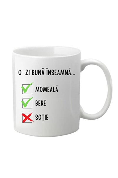T&M Personalizare Cană personalizată - „O zi bună înseamnă”, albă, 330 ml