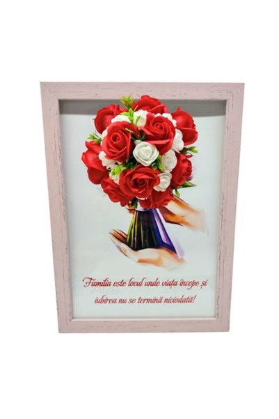 T&M Personalizare Tablou înrămat A4 (30x21 cm) - „Familia este locul unde via...