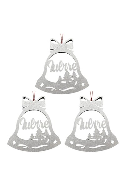 T&M Personalizare Set de 3 globuri - Iubire - clopoțel, argintiu, diametru 8 ...