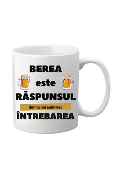 T&M Personalizare Cana personalizata - Berea este raspunsul, alba, 330 ml