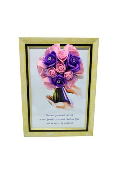 T&M Personalizare Înrămat A4 (30x21 cm) - Imprimeu cu citate și trandafiri de...