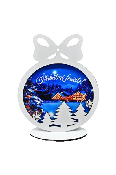 T&M Personalizare Glob decorativ personalizat din lemn „Sărbători fericite v2...