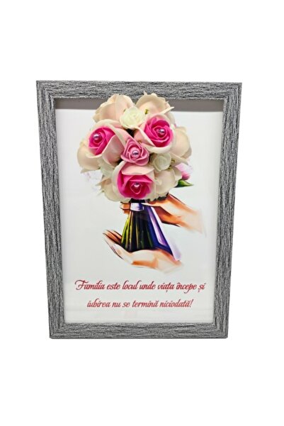 T&M Personalizare Imprimeu înrămat A4 (30x21 cm) – „Familia este locul unde v...