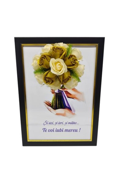 T&M Personalizare Înrămat A4 (30x21 cm) – „Te voi iubi mereu” – flori galbene...