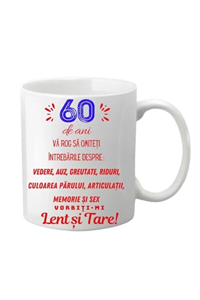 T&M Personalizare Cană personalizată - 60 de ani, albă, 330 ml