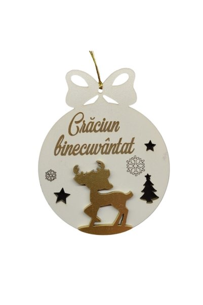 T&M Personalizare Glob decorativ personalizat de Crăciun din lemn „Crăciun bi...