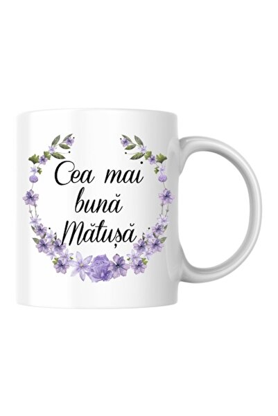 T&M Personalizare Cană personalizată - „Cea mai bună mătușă!” Albă, 330 ml