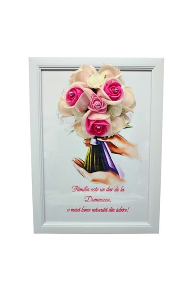 T&M Personalizare Tablou înrămat A4 (30x21 cm) - „Familia este un dar de la D...