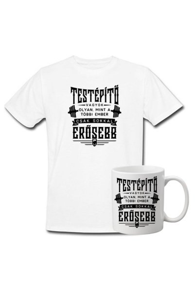 T&M Personalizare Set personalizat tricou și cană - Culturist („Sunt ca ceila...