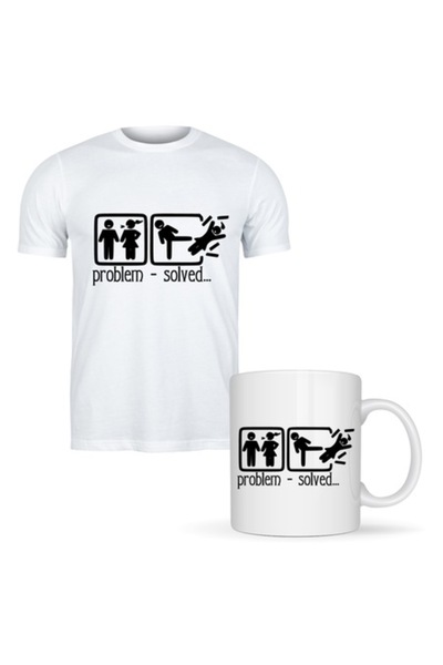 T&M Personalizare Set personalizat Tricou + Cană - Problemă rezolvată, Alb, M...