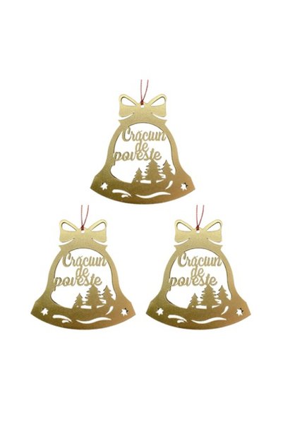 T&M Personalizare Set de 3 globuri - poveste de Crăciun - formă de clopoțel, ...