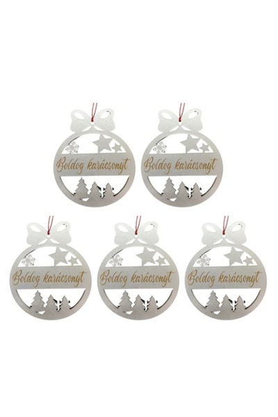 T&M Personalizare Set 5 balouri de Crăciun - "Boldog karácsonyt" - rotunde, g...
