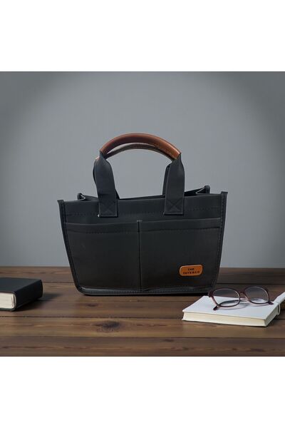 Gözde Mağazacılık Canvas Fabric Front Pocket Tote Bag Hand and Shoulder Bag
