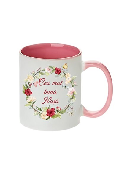 T&M Personalizare Cană personalizată - Cea mai bună nașă! Interior roz, 330 ml