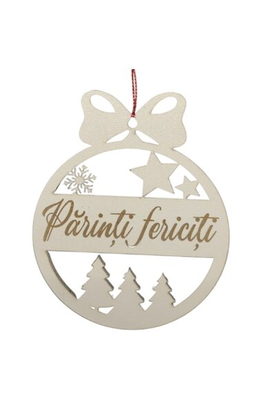 T&M Personalizare Glob de Crăciun personalizat din lemn - „Părinți fericiți”,...