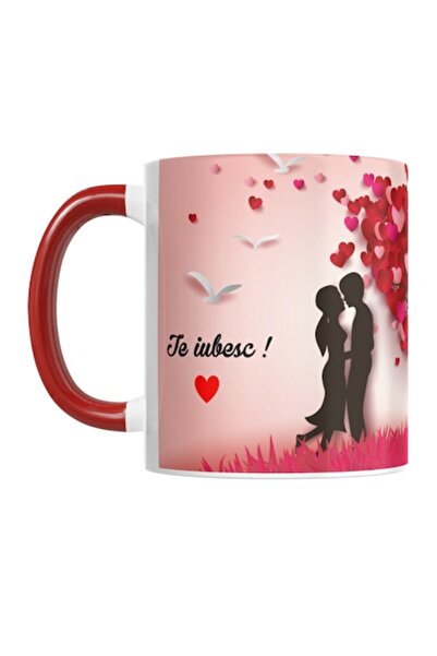 T&M Personalizare Cană personalizată „Te iubesc!” v2, Cuplu, Roșu, 330 ml