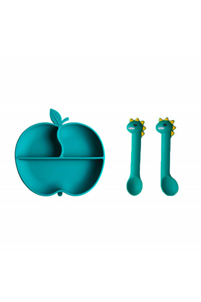 Superbaby Set tavita si tacamuri din silicon - Green apple