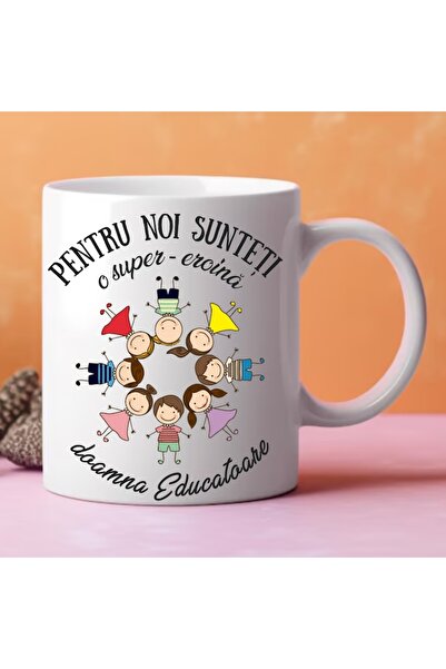 T&M Personalizare Personalized mug - 'For us you are a super-heroine, Mrs. Teacher!', white, 330 ml, v2