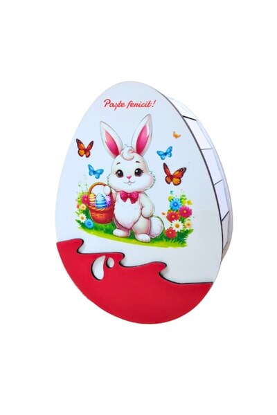 T&M Personalizare Cutie tip Ou - Paste fericit! -v2, 21x17x6 cm, din lemn, pe...