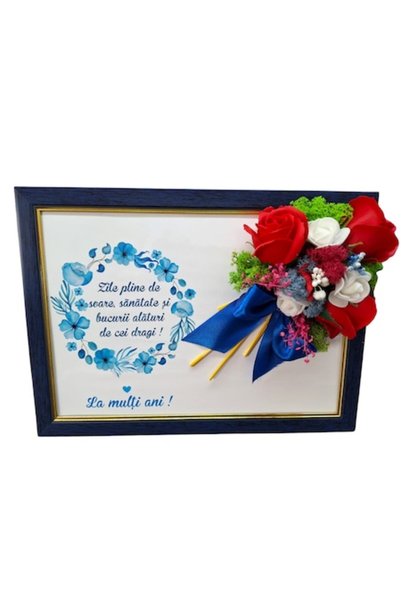 T&M Personalizare Tablou înrămat A4 (30x21 cm) – Aranjament floral cu săpun „...