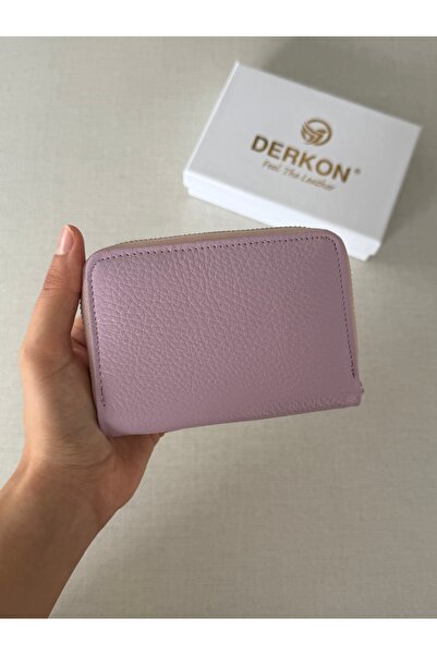 DERKON Small and Convenient Genuine Leather Women's Wallet That Can Fit in Any Bag Lilac