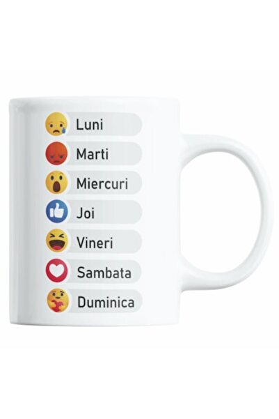 PRITI GLOBAL Cana de cafea cu emoticoane emoji cu zilele săptămânii, Priti Gl...