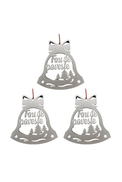 T&M Personalizare Set 3 globuri - Fini de poveste - clopoțel, argintiu, diame...