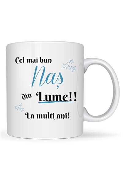 T&M Personalizare Cană personalizată „Cel mai bun naș din lume” albă, 330ml