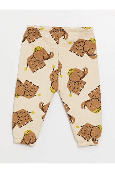 LC Waikiki Lcw Baby Beige Crew Neck Printed Baby Boy Sweatshirt and Sweatpants Set of 2