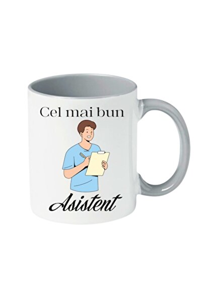 T&M Personalizare Cană personalizată - „Cel mai bun asistent”! Interior gri, ...
