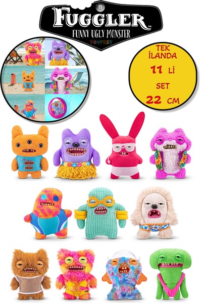 TOYFEST Vacay Vibes Holiday Vibes Zuru Fuggler Funny Plush Toys Set of 11 Single Iceland - 22 cm