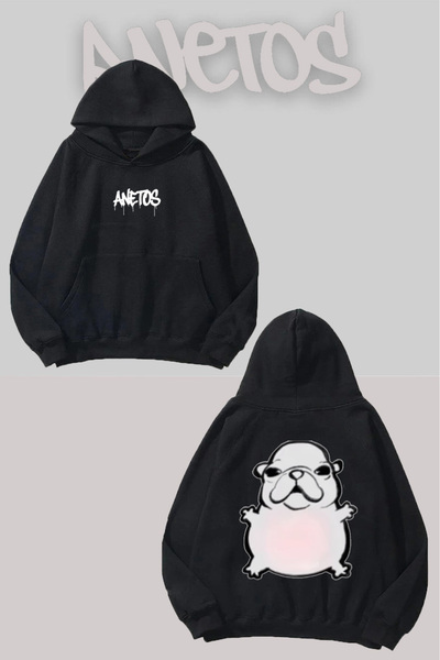 Anetos Rucsac pentru animale de companie cu imprimeu Negru cu glugă Swea tricou