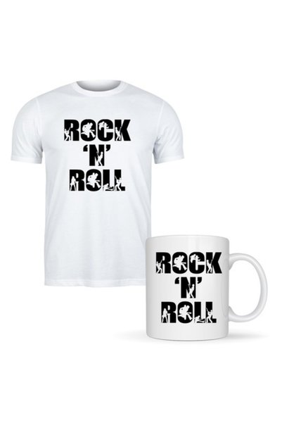 T&M Personalizare Set personalizat tricou + cană - Rock 'N' Roll, alb, M INTL...