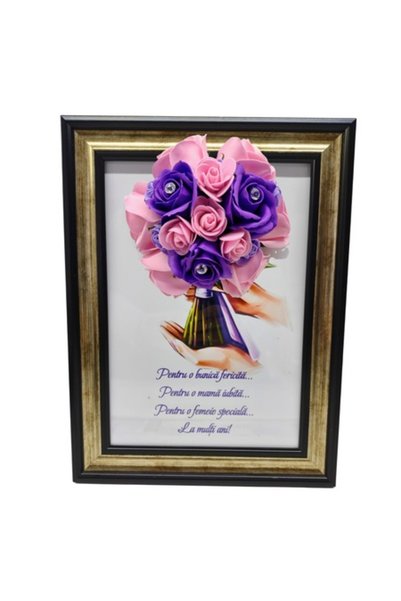 T&M Personalizare Tablou înrămat A4 (30x21 cm) – Aranjament floral cu săpun (...