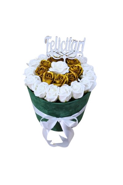 T&M Personalizare Aranjament floral într-o cutie de catifea verde - decorat c...