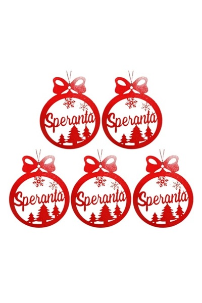 T&M Personalizare Set de 5 globuri - 'Speranta' - rotunde, roșii, diametru 8 ...