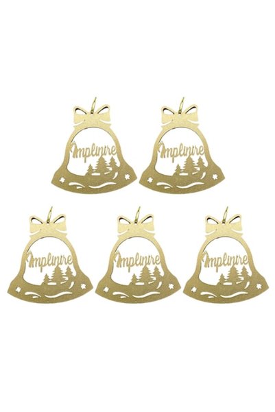 T&M Personalizare Set de 5 globuri de Crăciun - „Implinire” - clopoțel, auriu...