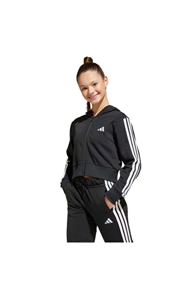 adidas JG 3S FT FZ CRO سويت شيرت أسود للأطفال JJ0956