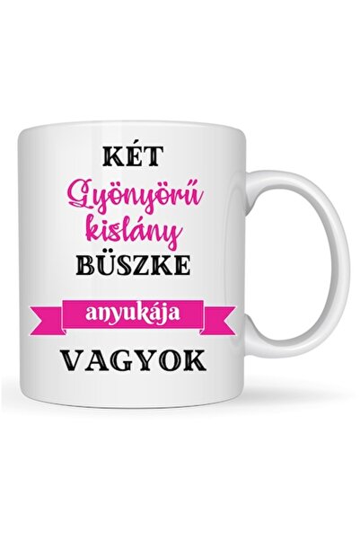 T&M Personalizare Cană personalizată „Sunt mama a două fete frumoase”, albă, ...