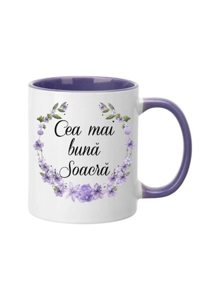 T&M Personalizare Cană personalizată - Cea mai bună soacră! interior mov, 330 ml