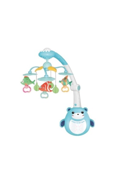 CREATIVE Pătuț mobil muzical cu telecomandă, jucării luminoase și detașabile, pentru bebeluși, 56 x 55 cm, roz/albastru